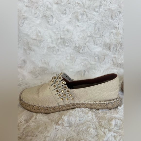 Valentino Rockstud Leather Espadrille Platform Flats - Picture 6 of 16